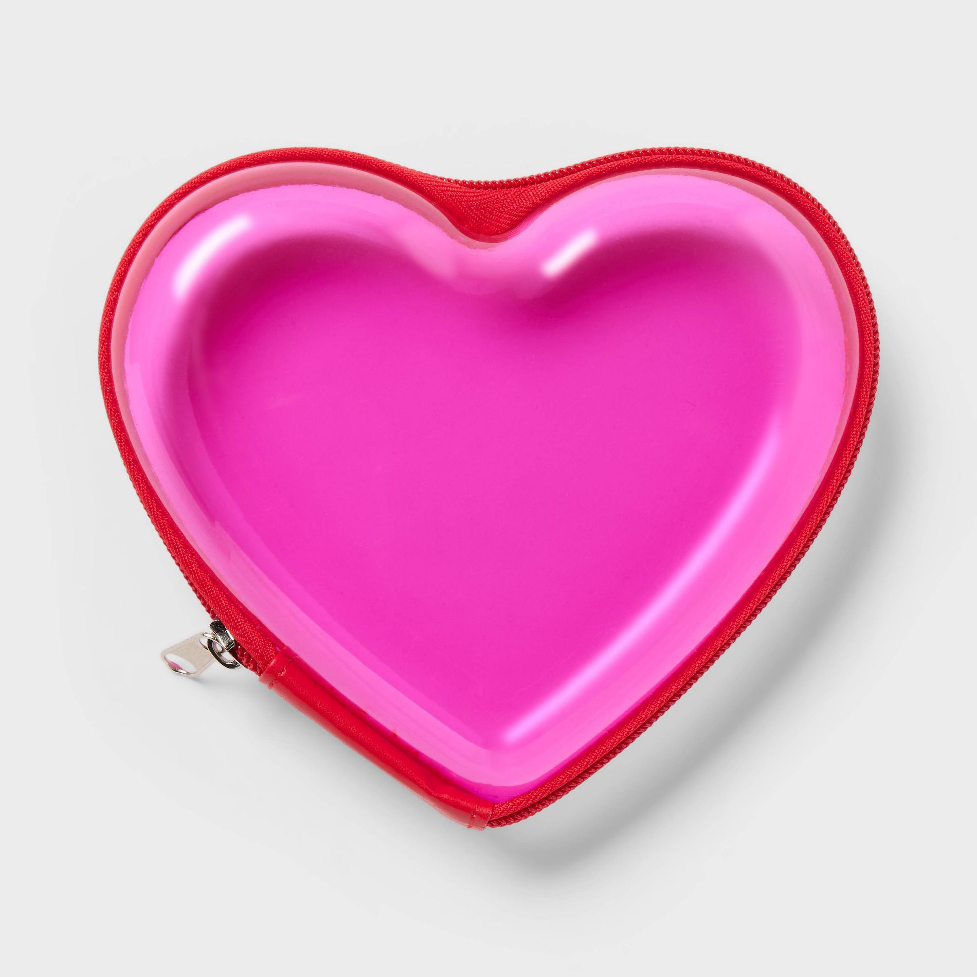 Valentine's Day Plastic Heart Gift Bag with Zipper Pink - Spritz™