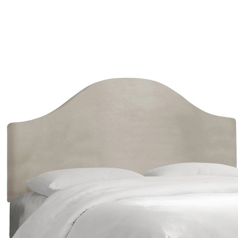 Custom Upholstered Curved Headboard, Light Gray Velvet Headboard Queen