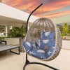 NewHome "Egg Chair Cushion with Headrest - Soft, Thick Hanging Basket Seat Pad for Swing & Lounge Chair" BlueBeige - 3 of 4