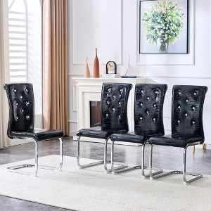 KTMBDW Faux Leather Metal Frame Dining Chairs,Modern Retro Alligator Skin Upholstered Dining Chairs for Kitchen,Living Room - 1 of 4