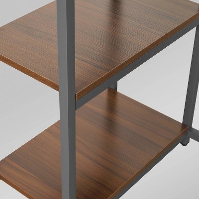 Modern Industrial Walnut Writing Desk with Steel Frame and CPU Caddy