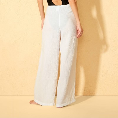 Женские брюки Shade & Shore Women's Gauze Swim Cover Up Pants - Shade & Shore™ Off-White S — фото 2