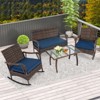 Costway 4 PCS Wicker Rocking Set with Loveseat & Coffee Table Heavy-Duty Metal Frame - 4 of 4