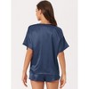 INSPIRE CHIC Women's Lounge Sets Satin Silky Short Sleeve T-shirt with Slit Elastic Shorts Sleepwear Pajama Set - 3 of 4