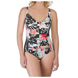 Women's Shirred One Piece Swimsuit - Shape Solver - 1 of 2