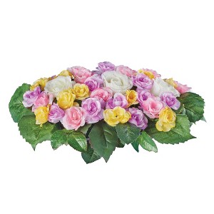 Collections Etc Colorful Artificial Rose Bush Memorial Stake 20 X 11 X 10.5 Purple - 1 of 2