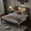 Full/Queen Size Farmhouse Wooden Platform Bed with 2 Bedside Lights - ModernLuxe - 2 of 4
