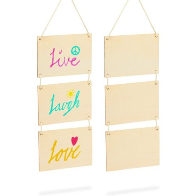 Bright Creations 2 Pack Unfinished Hanging Wooden Signs for DIY Home Decor (22 x 5 In)