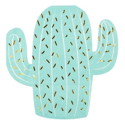 Blue Panda 50-Pack Cactus Shaped Cocktail Napkins - Luncheon Napkins, Disposable Paper Napkins for Party