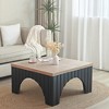31.7" Wood Square Coffee Table with Arched Base and Sturdy Construction for Living Room - 3 of 4
