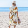 Women's Floral Print Cinched Waist V-Neck Beach Cover-Up Dress - Cupshe - 4 of 4