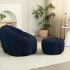 Teddy Fabric Bean Bag Chair with Footstool, Foam-Filled Lounge Sofa, Cozy Floor Seating for Relaxing-Baofuwish - 3 of 4