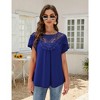 Summer Blouse For Women Lace Petal Sleeve Tops Short Sleeve Pleated Shirt Loose A Line Tshirts - 4 of 4