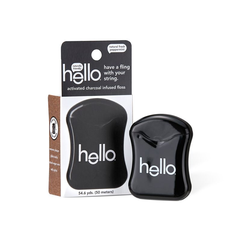 hello Activated Charcoal Infused Floss Natural Peppermint Flavor  - Trial Size - 163.8ft, 4 of 12