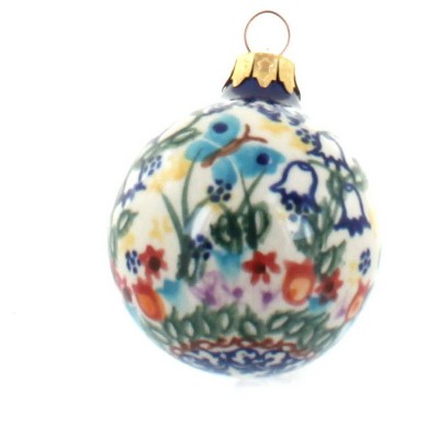 Blue Rose Polish Pottery Garden Of Eden Small Christmas Ball : Target