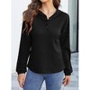 Whizmax Women's V-neck Spring T-shirt Thin Casual Loose Button Up Pullover Hoodies Black L - 2 of 4
