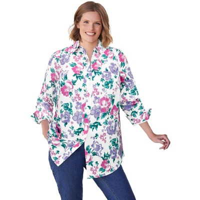 Woman Within Plus Size Petite Perfect Long Sleeve Shirt