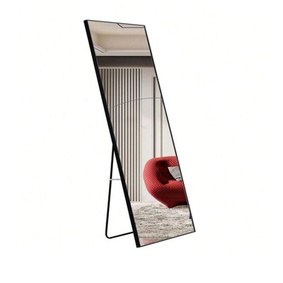 Solid Wood Full-Length Wall/Floor Mounted Mirror, 65"x23" Glass, Stylish Bathroom Makeup & Bedroom Entrance Decor, Durable Hanging Mirror