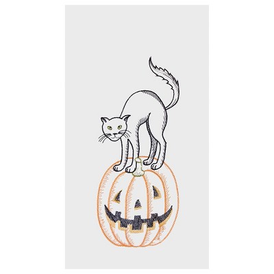 C&F Home Cat On Pumpkin Flour Sack Cotton Kitchen Towel