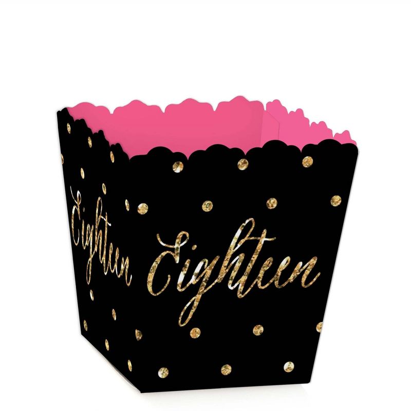 Big Dot of Happiness Chic 18th Birthday - Pink, Black and Gold - Party Mini Favor Boxes - Birthday Party Treat Candy Boxes - Set of 12, 1 of 6