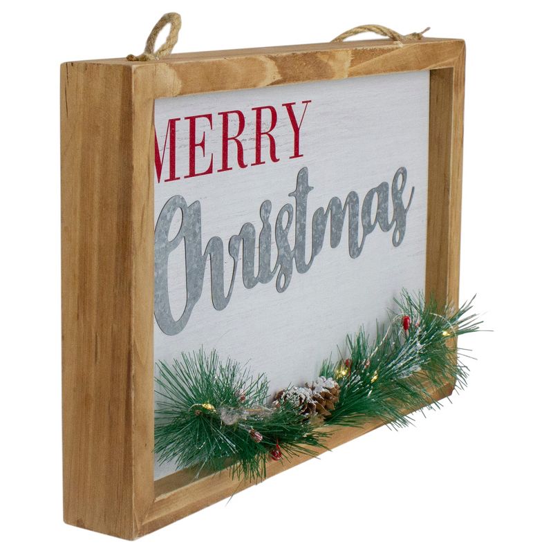Northlight 12" LED Lighted 'Merry Christmas' Framed Wall Sign with Pine, 2 of 4
