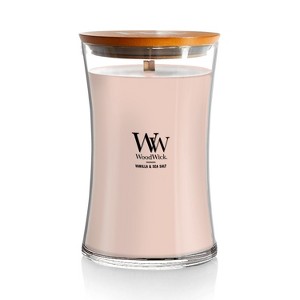WoodWick 21.5oz Large Hourglass Vanilla and Sea Salt Jar Candle: Soy & Paraffin Blend, Ocean Jasmine Scent, 120hr Burn Time - 1 of 4