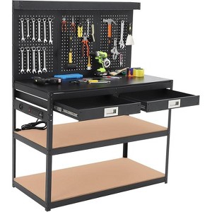 Workbench,48 inch Workbench with Drawers, Pegboard, Hooks, USB Sockets, Three-Tier Storage Platform,1000 LBS Load Capacity,Work Bench for Garage - 1 of 4