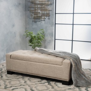 GDFStudio Burleith Contemporary Fabric Tufted Storage Ottoman Bench - 1 of 4