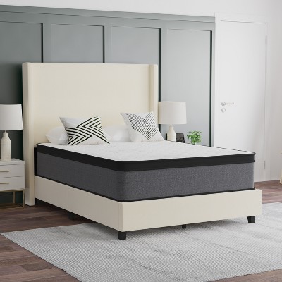 Emma and Oliver 13" Euro Top Hybrid Pocket Spring Mattress in a Box with CertiPUR-US Certified Foam for Supportive Pressure Relief