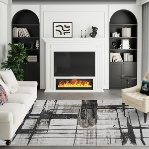 Maxax Non-Slip Machine Washable Grey Cream Modern Area Rug For Living Room, Hallway Runner, Entryway Rug - 1 of 4