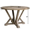 Modern Farmhouse Round Dining Table,4 Seats Solid Wood Small Space Dining Table,Kitchen Table With Rubberwood Antique Finishing-Coolbibila - 4 of 4