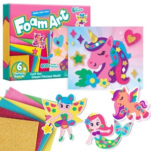 Joyfy Foam Art Kit for Kids, No Mess DIY Art Kit with 6 Boards and 800+ Stickers, Unicorns & Princesses Arts and Crafts Gifts for Boys Girls Age 3+ - 1 of 4