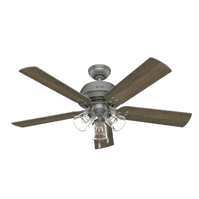 Matte Silver 52" Ceiling Fan with Light Kit and Reversible Blades