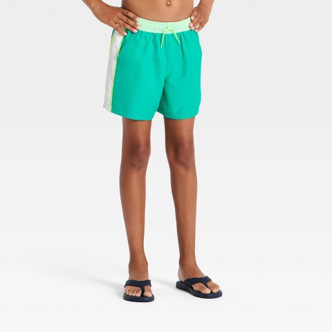 Art Class Boys' Colorblocked Side Piecing Swim Trunks with Built in Boxers - art class™ Green S