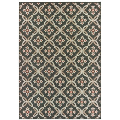 Oriental Weavers Latitude 1904K Grey/ Orange Indoor/Outdoor Area Rug - 3'3" x 5'
