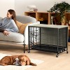 Whizmax Dog Crate Furniture, 38.6'' Wooden Dog Kennel with Wheels and Double Door, Decorative Pet House with Removable Tray for Living Room, Bedroom - 3 of 4