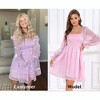 Womens Puff Sleeve Square Neck Puffy Dress Babydoll Mesh Mini Dress - 3 of 4