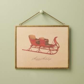 8"x10" Vintage Christmas Sleigh Framed Wall Art - Hearth & Hand™ with Magnolia