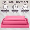 Hastings Home Twin Size Brushed Microfiber 3 Piece Bed Sheet and Linen Set with Stain Resistant Fitted and Flat Sheets - Pink - 3 of 4