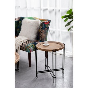 HDZNVF 21.5 inch x 24 inch Round Side Table With Wood Top, End Table for Living Room Bedroom - 1 of 4