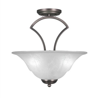 Toltec Lighting Zilo 3 - Light Flush Mount in  Graphite with 16" White Marble  Shade