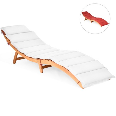 Costway Folding Wooden Outdoor Lounge, Folding Outdoor Chaise Lounger