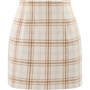 Women's Plaid High Waist Mini Skirt - Fall Bodycon Dress for Fashion Outfits 01 Off White - 1 of 4