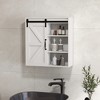 kleankin Farmhouse Bathroom Wall Cabinet, Medicine Cabinet with Sliding Barn Door and Adjustable Shelf, Over the Toilet Cabinet, White - 2 of 4