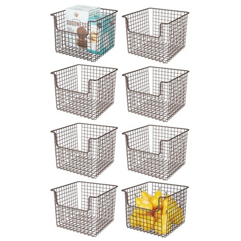 Metal Wire Kitchen Pantry Food Storage Basket - 10 x 10 x 7.75, Set of  2, by mDesign