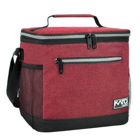 Mier Large Insulated Leakproof Lunch Cooler Bag with Multiple Pockets, Grey Red