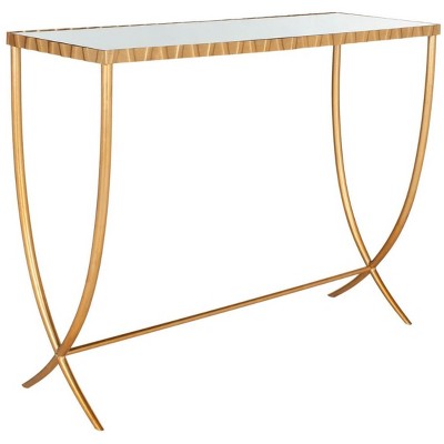 Gold Mirrored Glass Rectangular Console Table