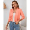 Coolmee Women's 3/4 Sleeve Cropped Cardigan Knit Sweaters Lightweight Open Front Shrug Bolero - 2 of 4
