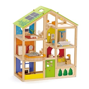 Hape All Seasons Wooden Furnished Dollhouse Playset - 1 of 4