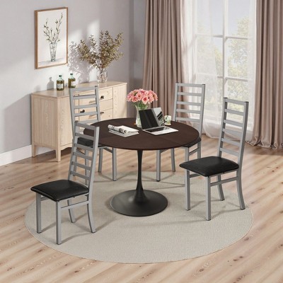 NicBex Metal Dining Chairs Set of 2/4,High Back Armless Chairs with Steel Legs and PU Leather Seats,Kitchen Chairs for Bedroom,Living Meeting Room